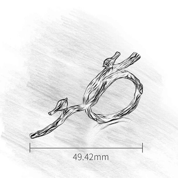 925 Sterling Silver Golden Birds on Branch Adjustable Ring - Picture 9 of 9